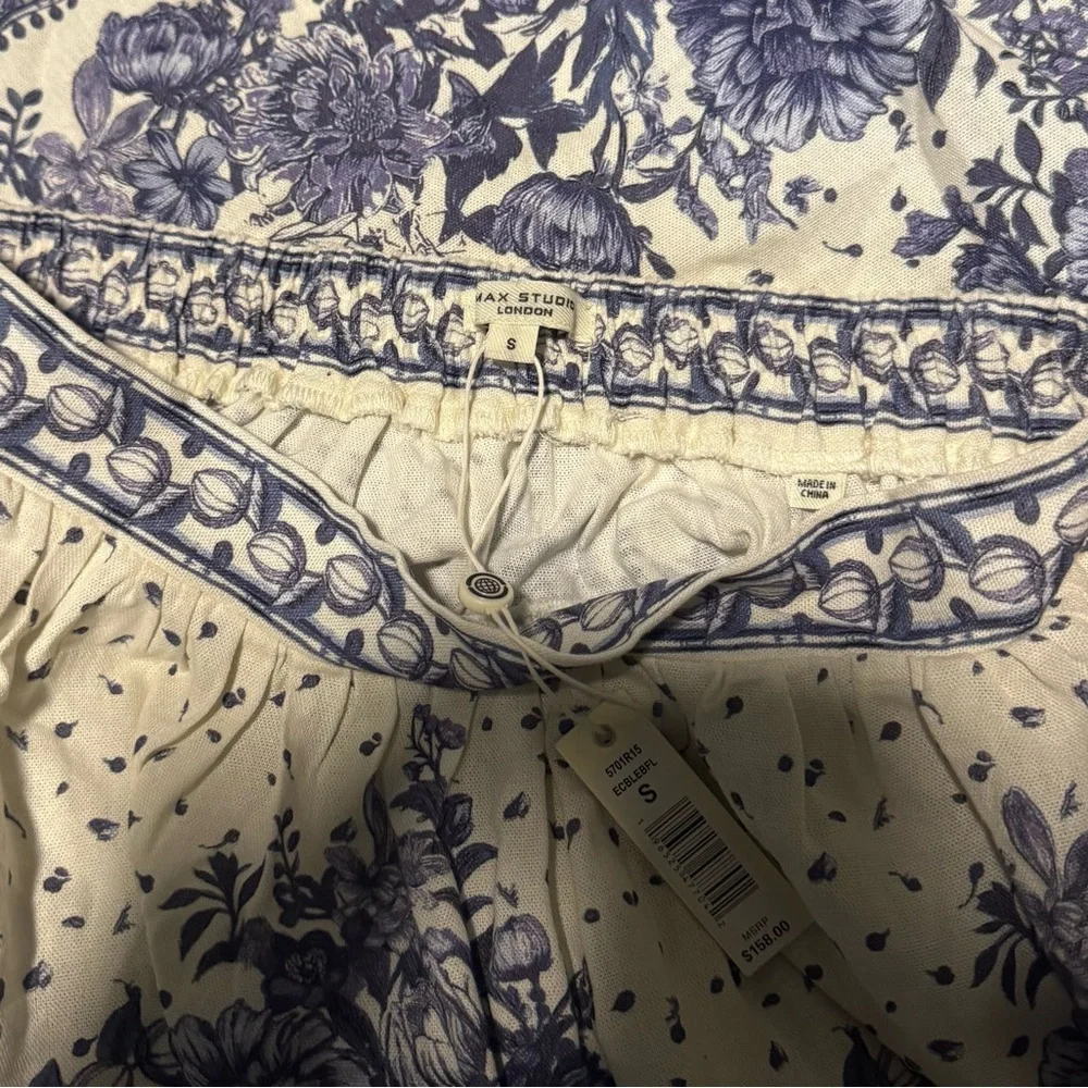 NWT Max Studio Navy and Cream Floral A-Line Skirt Size Small - Picture 6 of 8